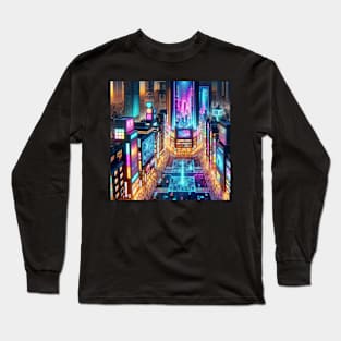 Neon Pulse: The Digital Plaza Long Sleeve T-Shirt